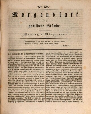 Morgenblatt für gebildete Stände Montag 8. März 1830