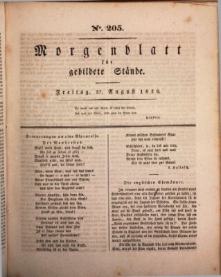 Morgenblatt für gebildete Stände Freitag 27. August 1830