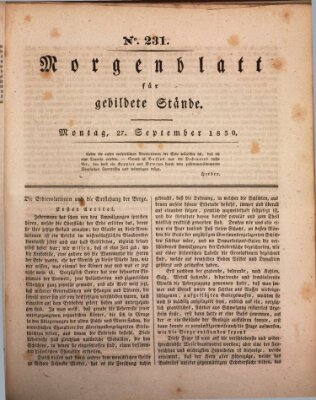 Morgenblatt für gebildete Stände Montag 27. September 1830