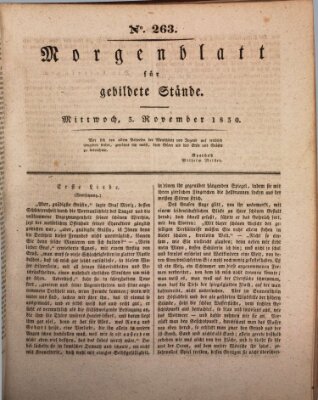 Morgenblatt für gebildete Stände Mittwoch 3. November 1830