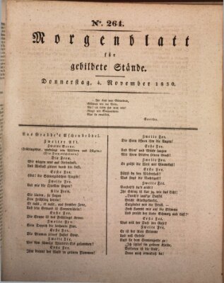 Morgenblatt für gebildete Stände Donnerstag 4. November 1830