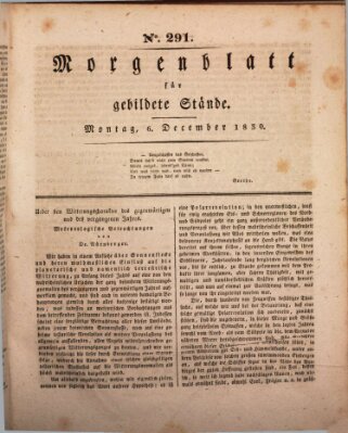 Morgenblatt für gebildete Stände Montag 6. Dezember 1830