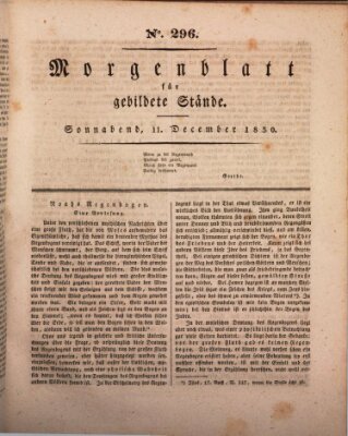 Morgenblatt für gebildete Stände Samstag 11. Dezember 1830