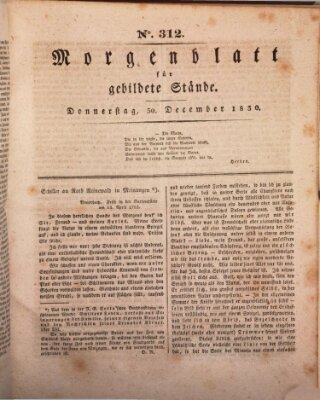 Morgenblatt für gebildete Stände Donnerstag 30. Dezember 1830