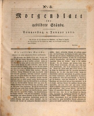 Morgenblatt für gebildete Stände Donnerstag 6. Januar 1831