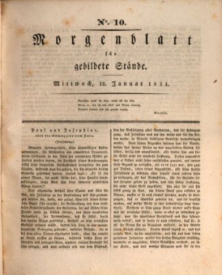 Morgenblatt für gebildete Stände Mittwoch 12. Januar 1831