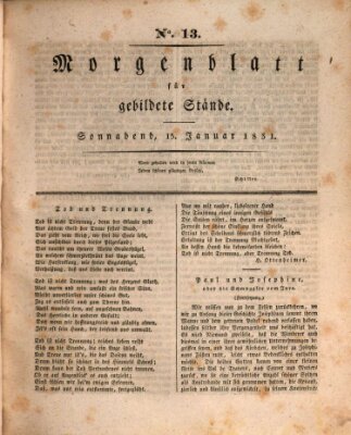 Morgenblatt für gebildete Stände Samstag 15. Januar 1831