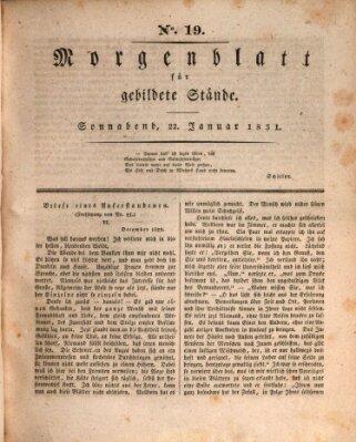 Morgenblatt für gebildete Stände Samstag 22. Januar 1831