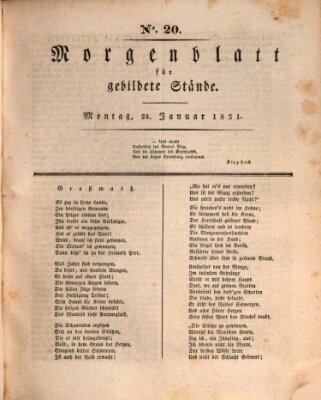 Morgenblatt für gebildete Stände Montag 24. Januar 1831