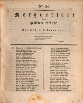 Morgenblatt für gebildete Stände Mittwoch 9. Februar 1831