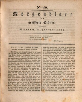 Morgenblatt für gebildete Stände Mittwoch 16. Februar 1831