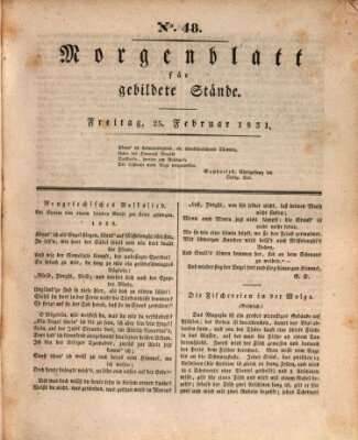 Morgenblatt für gebildete Stände Freitag 25. Februar 1831