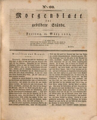 Morgenblatt für gebildete Stände Freitag 11. März 1831