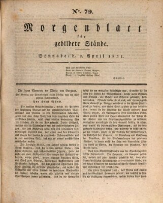 Morgenblatt für gebildete Stände Samstag 2. April 1831