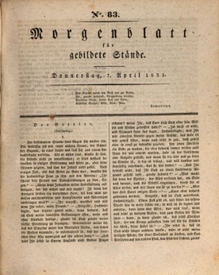 Morgenblatt für gebildete Stände Donnerstag 7. April 1831