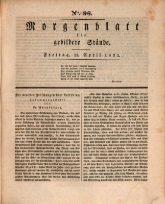 Morgenblatt für gebildete Stände Freitag 22. April 1831