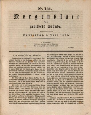 Morgenblatt für gebildete Stände Donnerstag 2. Juni 1831