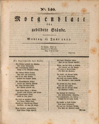 Morgenblatt für gebildete Stände Montag 13. Juni 1831