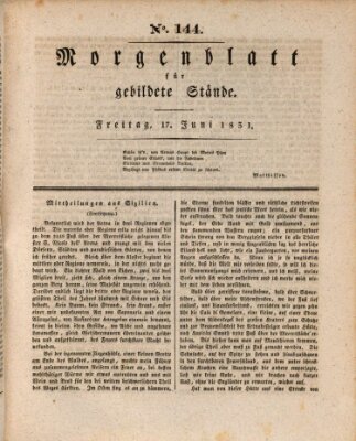 Morgenblatt für gebildete Stände Freitag 17. Juni 1831