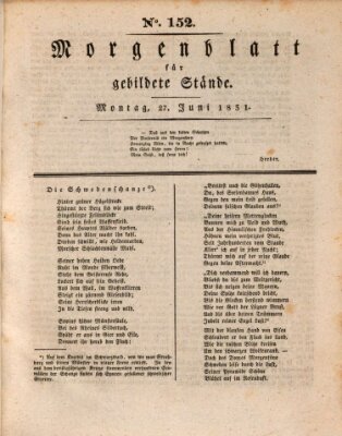 Morgenblatt für gebildete Stände Montag 27. Juni 1831