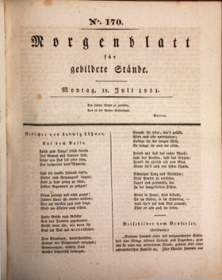 Morgenblatt für gebildete Stände Montag 18. Juli 1831