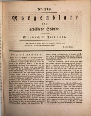 Morgenblatt für gebildete Stände Mittwoch 27. Juli 1831