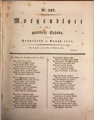 Morgenblatt für gebildete Stände Samstag 6. August 1831