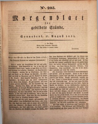 Morgenblatt für gebildete Stände Samstag 27. August 1831