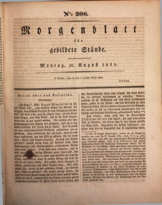 Morgenblatt für gebildete Stände Montag 29. August 1831