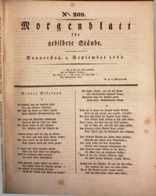 Morgenblatt für gebildete Stände Donnerstag 1. September 1831