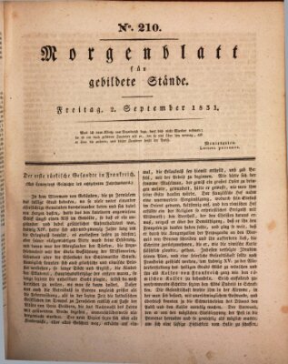 Morgenblatt für gebildete Stände Freitag 2. September 1831