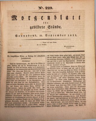 Morgenblatt für gebildete Stände Samstag 24. September 1831