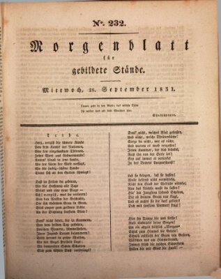 Morgenblatt für gebildete Stände Mittwoch 28. September 1831