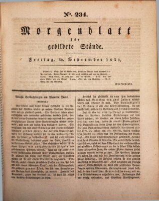 Morgenblatt für gebildete Stände Freitag 30. September 1831