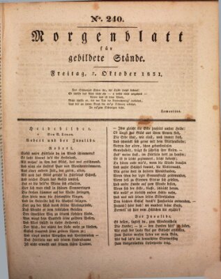 Morgenblatt für gebildete Stände Freitag 7. Oktober 1831