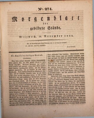 Morgenblatt für gebildete Stände Mittwoch 16. November 1831