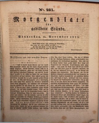 Morgenblatt für gebildete Stände Donnerstag 24. November 1831