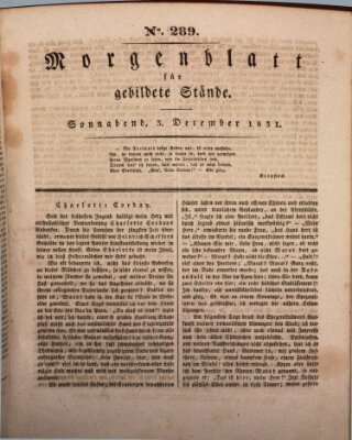 Morgenblatt für gebildete Stände Samstag 3. Dezember 1831