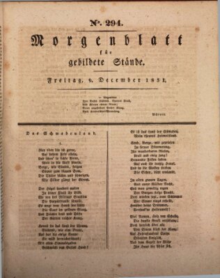 Morgenblatt für gebildete Stände Freitag 9. Dezember 1831