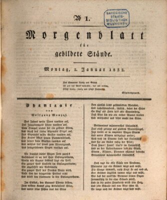 Morgenblatt für gebildete Stände Montag 2. Januar 1832