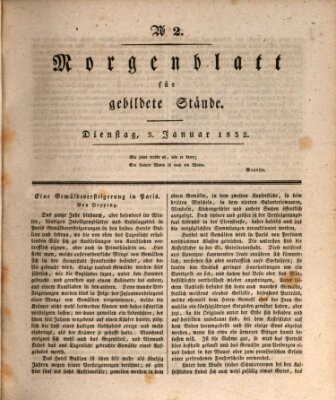 Morgenblatt für gebildete Stände Dienstag 3. Januar 1832