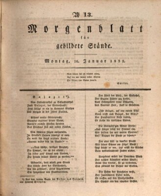 Morgenblatt für gebildete Stände Montag 16. Januar 1832