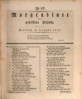 Morgenblatt für gebildete Stände Freitag 20. Januar 1832