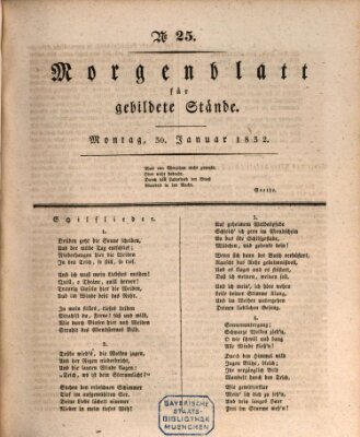 Morgenblatt für gebildete Stände Montag 30. Januar 1832