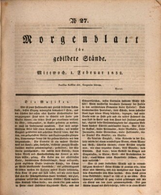 Morgenblatt für gebildete Stände Mittwoch 1. Februar 1832