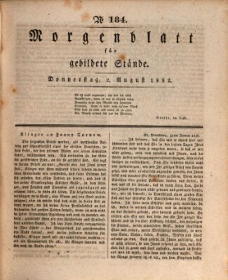 Morgenblatt für gebildete Stände Donnerstag 2. August 1832