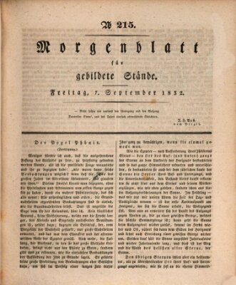 Morgenblatt für gebildete Stände Freitag 7. September 1832