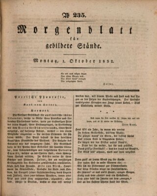 Morgenblatt für gebildete Stände Montag 1. Oktober 1832