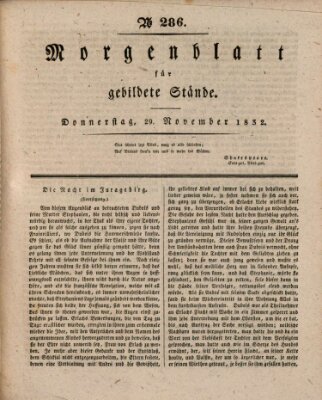 Morgenblatt für gebildete Stände Donnerstag 29. November 1832