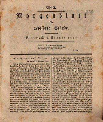 Morgenblatt für gebildete Stände Mittwoch 2. Januar 1833